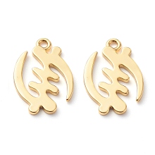 Honeyhandy Brass Pendants, Long-Lasting Plated, Adinkra Symbols GYE NYAME, Real 18K Gold Plated, 19x12.5x1.2mm, Hole: 1.5mm