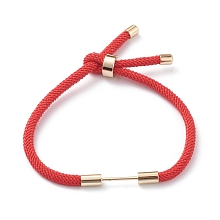 Honeyhandy Braided Nylon Cord Bracelet Making, with Brass Findings, Red, 9-1/2 inch(24cm), Link: 30x4mm