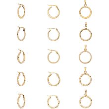 UNICRAFTALE About 5 Sizes Ring 10 Sets Hoop Earrings and Pendants Golden Stainless Steel Jewelry Set Frames Twisted & Ring Metal Jewelry Pendant Earring for Jewelry Making