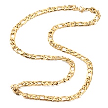 Honeyhandy Vacuum Plating 304 Stainless Steel Figaro Chain Necklaces, with Lobster Claw Clasps, Golden, 21.65 inch(55cm)