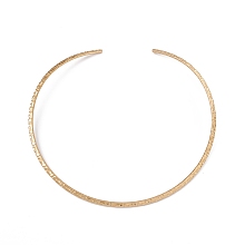 Honeyhandy Vacuum Plating 304 Stainless Steel Hammered Wire Necklace Making, Rigid Necklaces, Minimalist Choker, Cuff Collar, Golden, 0.38cm, Inner Diameter: 5-1/2 inch(14cm)