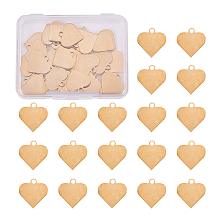 BENECREAT 30PCS Golden Stainless Steel Blank Stamping Tag Blank Pendants Charms with Hole for DIY Jewelry Making (Heart Shape, 0.63"x0.61")