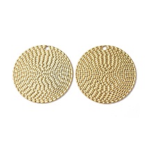 Honeyhandy Ion Plating(IP) 304 Stainless Steel Pendants, Flat Round Charm, Real 18K Gold Plated, 29.5x1mm, Hole: 1.8mm