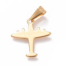 Honeyhandy 304 Stainless Steel Pendants, Large Hole Pendants, Airplane, Golden, 20.5x19.5x1mm, Hole: 8x3mm