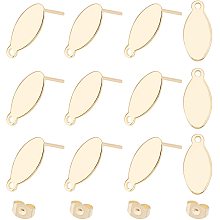 Pandahall Elite 100pcs Oval Earring Post with Hole Stainless Steel Stud Earrings Ear Stud Components Post Earrings with Loop Jewelry Findings for Earring Making DIY