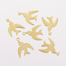 Honeyhandy 201 Stainless Steel Charms, Swallow, Golden, 14x11x0.4mm, Hole: 1mm