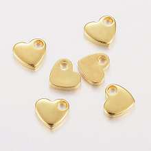 Honeyhandy 304 Stainless Steel Charms, Stamping Blank Tag, Heart, Golden, 6x7x1.5mm, Hole: 2mm