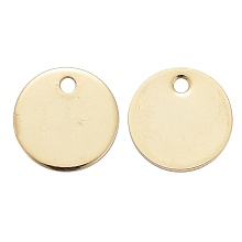 Honeyhandy 304 Stainless Steel Charms, Flat Round, Stamping Blank Tag, Real 18k Gold Plated, 10x1mm, Hole: 1.5mm