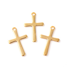 Honeyhandy 201 Stainless Steel Pendants, Cross, Golden, 15.5x9.5x0.8mm, Hole: 1.2mm