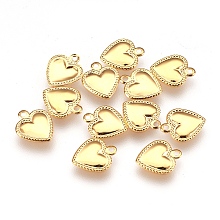 Honeyhandy 304 Stainless Steel Pendants, Heart, Real 18k Gold Plated, 10x8x0.5mm, Hole: 1mm