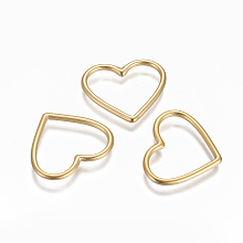 Honeyhandy 304 Stainless Steel Linking Rings, Heart, Golden, 28.2x23.7x2.1mm