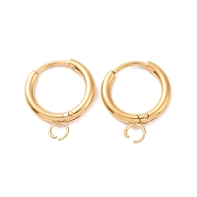 Honeyhandy Vacuum Plating 304 Stainless Steel Huggie Hoop Earring Findings, with Horizontal Loop, Golden, 12 Gauge, 17x14x2mm, Hole: 2.5mm, Pin: 1mm