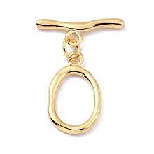 Honeyhandy Rack Plating Brass Toggle Clasps, Long-Lasting Plated, Twist Ring, Real 18K Gold Plated, Ring: 24.5x15x2.5mm, Hole: 2.5mm, Bar: 29x9.5x2.5mm, Hole: 2.5mm