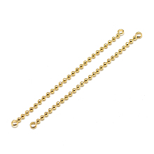 Honeyhandy Brass Ball Chain Links connectors, Real 18K Gold Plated, 55x2x2mm, Hole: 1mm