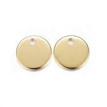 Honeyhandy 304 Stainless Steel Charms, Flat Round, Stamping Blank Tag, Golden, 10x1mm, Hole: 1.5mm