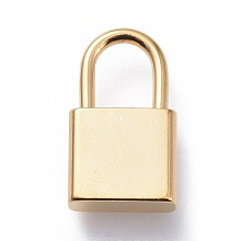 Honeyhandy 304 Stainless Steel Pendants, Padlock, Real 18K Gold Plated, 18x10x4mm, Hole: 7x5mm