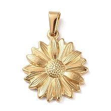 Honeyhandy 304 Stainless Steel Pendants, Daisy Flower, Golden, 26x23x3mm, Hole: 8x3mm