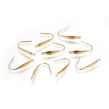 Honeyhandy 304 Stainless Steel Earring Hooks, with Vertical Loop, Real 24K Gold Plated, 21x4.5mm, Hole: 1.2mm, Pin: 0.8mm