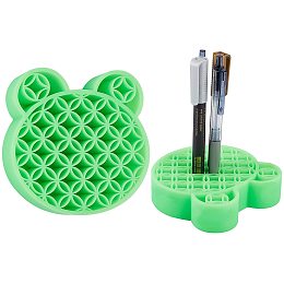 GORGECRAFT Sew Desktop Organizers Silicone Makeup Brush Holder Cosmetic Storage Box Diamond Painting Pen Holder for Stash and Store (Green)