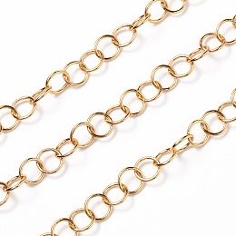 ARRICRAFT Brass Belcher Chains, Rolo Chains, with Spool, Soldered, Real 18K Gold Plated, 8x1mm, about 16.4 Feet(5m)/roll