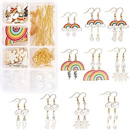 SUNNYCLUE 1 Box DIY 10 Pairs Weather Themed Earring Making Kits Rainbow Snowflake Shooting Star Lightning Cloud Alloy Enamel Pendants with Bicone Glass Beads for Handmade Earrings Beginner