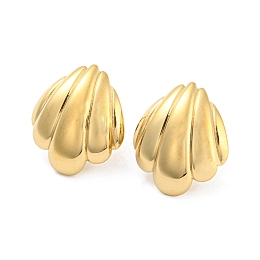 Honeyhandy 304 Stainless Steel Stud Earring for Women, Shell Shape, Real 14K Gold Plated, 20x17mm