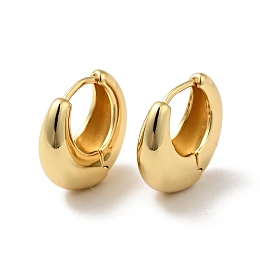 Honeyhandy Rack Plating Brass Thick Hoop Earrings for Men Women, Real 18K Gold Plated, 17x18x6mm, Pin: 0.8mm