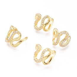 Honeyhandy Brass Micro Pave Cubic Zirconia Cuff Earrings, Long-Lasting Plated, Snake, Golden, 10x10x11mm, (long size can expanded and contracted)