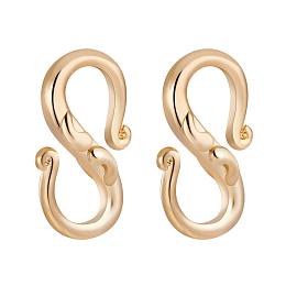 BENECREAT 10 PCS  Gold Plated S-Hook Clasps Necklace Clasp Jewelry Findings for DIY Jewelry Making