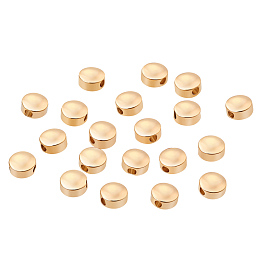 BENECREAT 20 PCS  Gold Plated Beads Metal Beads for DIY Jewelry Making and Other Craft Work - 5x3mm, Flat Round Shape