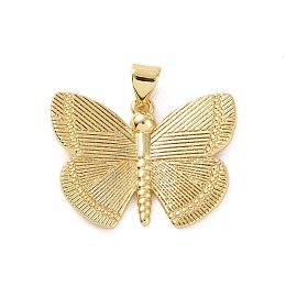 Honeyhandy Rack Plating Brass Pendants, Long-Lasting Plated, Cadmium Free & Lead Free, Butterfly Charm, Real 18K Gold Plated, 19.5x25x2.5mm, Hole: 4.5x3.5mm