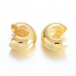 Honeyhandy Brass Crimp Beads Covers, Golden, 5mm In Diameter, Hole: 3mm