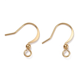 Honeyhandy Brass Earring Hooks, with Horizontal Loop and Beads, Long-Lasting Plated, Real 18K Gold Plated, 16x15.5x2.5mm, Hole: 2.5mm, Pin: 0.5mm