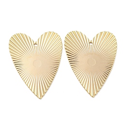 Honeyhandy Rack Plating Brass Pendants, Heart, Real 18K Gold Plated, 30x23x1mm, Hole: 1.4mm