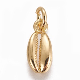 Honeyhandy Brass Charms, Cowrie Shell, Golden, 12.5x6x2mm, Hole: 3mm