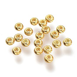 Honeyhandy Brass Spacer Beads, Long-Lasting Plated, Textured, Rondelle, Golden, 2.8x1.5mm, Hole: 1.2mm