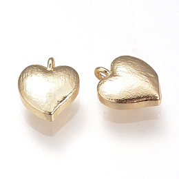 Honeyhandy Brass Charms, Nickel Free, Real 18K Gold Plated, Heart, 9x7x3mm, Hole: 1mm