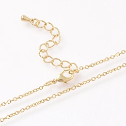 Honeyhandy Brass Cable Chain Necklaces Making, with Lobster Claw Clasps, Long-Lasting Plated, Golden, 17.71 inch(45cm)