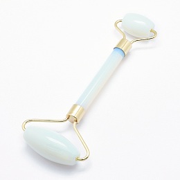 ARRICRAFT Opalite Brass Face Massager, Facial Rollers, Golden, 142~150x54~58x19~22mm