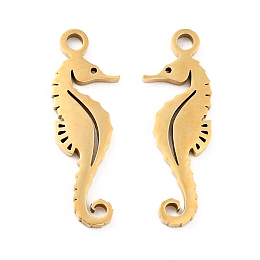 Honeyhandy 201 Stainless Steel Pendants, Sea Horse, Golden, 17.5x6x1mm, Hole: 1.4mm