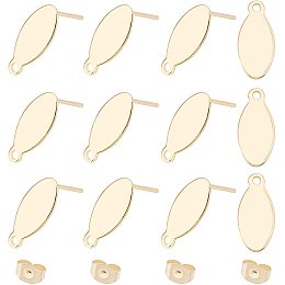 Pandahall Elite 100pcs Oval Earring Post with Hole Stainless Steel Stud Earrings Ear Stud Components Post Earrings with Loop Jewelry Findings for Earring Making DIY