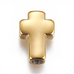 Honeyhandy 304 Stainless Steel Beads, Cross, Golden, 14x10x4mm, Hole: 3mm