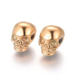 Honeyhandy 304 Stainless Steel Beads, Ion Plating (IP), Skull, Golden, 11x8x10mm, Hole: 2.5mm