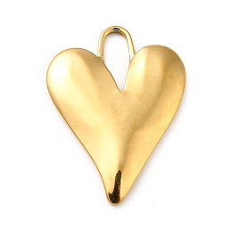 Honeyhandy Ion Plating(IP) 304 Stainless Steel Pendants, Heart Charms, Real 18K Gold Plated, 33x25x3mm, Hole: 11.5x4.5mm