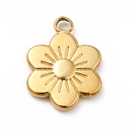 Honeyhandy Ion Plating(IP) 201 Stainless Steel Pendants, Flower Charms, Golden, 19x14x2.5mm, Hole: 2.5mm