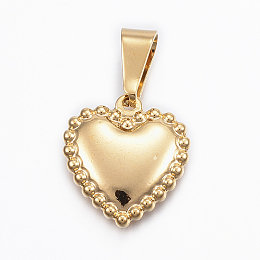 Honeyhandy 304 Stainless Steel Pendants, Heart with Beaded, Golden, 19x18x3mm, Hole: 9x4.5mm