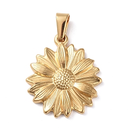 Honeyhandy 304 Stainless Steel Pendants, Daisy Flower, Golden, 26x23x3mm, Hole: 8x3mm