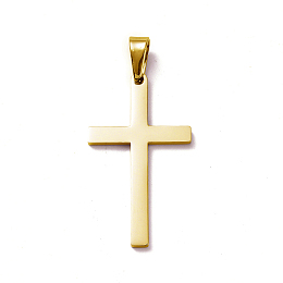 Honeyhandy 304 Stainless Steel Pendants, Cross, Golden, 39~42x22~23x1.5mm, Hole: 10x4.5mm