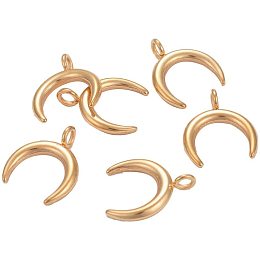 CHGCRAFT 10pcs Golden Double Horn Pendants Crescent Moon Charms 304 Stainless Steel Moon Beads Pendants for DIY Bracelet Necklace Jewelry Making, 16.5x14.5x2mm