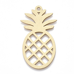 Honeyhandy Aluminium Big Pendants, Laser Cut Big Pendants, Pineapple, Golden, 53x30x1mm, Hole: 3mm